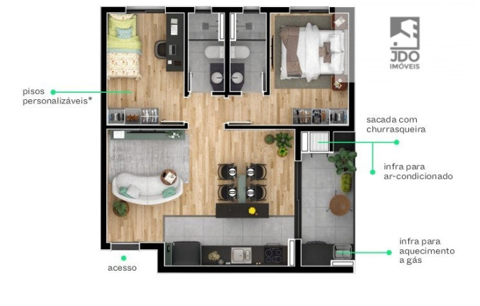 Imagem Apartamento com 2 Quartos à Venda, 62 m² em Novo Mundo - Curitiba Imagem Apartamento com 2 Quartos à Venda, 62 m² em Novo Mundo - Curitiba