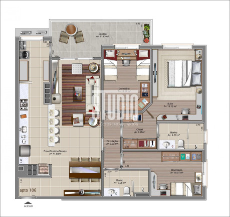 Apartamento com 3 Quartos à Venda, 104 m² em Planalto - Carlos Barbosa