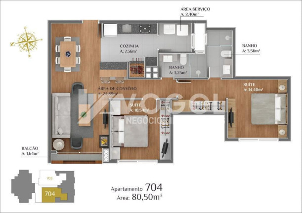 Imagem Apartamento com 2 Quartos à Venda, 74 m² em Centro - Gramado