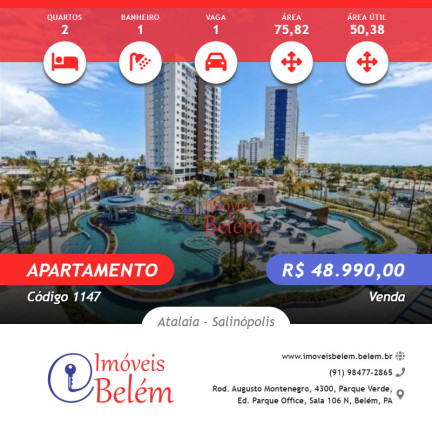Apartamento com 2 Quartos à Venda, 50 m² em Atalaia - Salinópolis