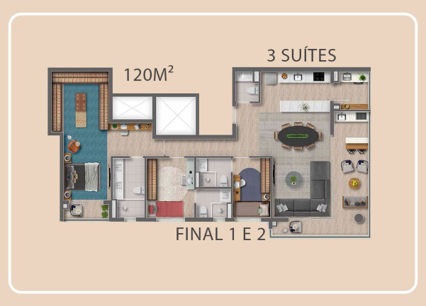 Imagem Apartamento com 3 Quartos à Venda, 120 m² em Centro Comercial Jubran - Barueri