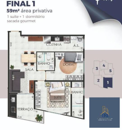 Imagem Apartamento com 2 Quartos à Venda, 60 m² em Guilhermina - Praia Grande