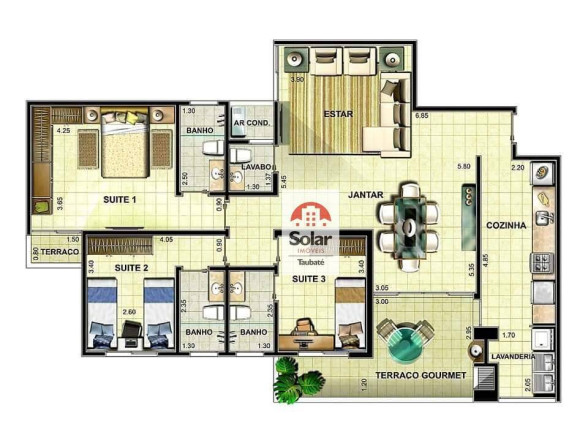 Apartamento com 3 Quartos à Venda, 130 m² em Jardim Das Nações - Taubaté