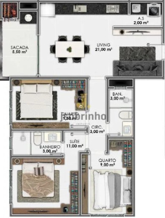 Apartamento com 2 Quartos à Venda, 65 m² em Morretes - Itapema