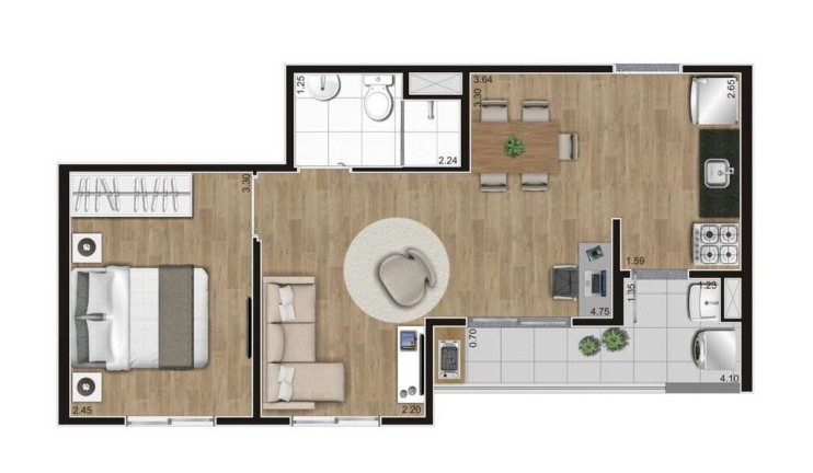 Apartamento com 2 Quartos à Venda, 39 m² em Santo Amaro - São Paulo