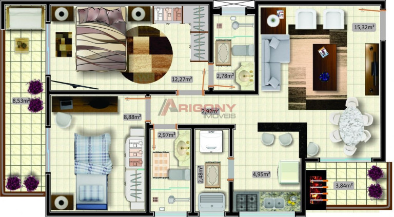 Imagem Apartamento com 2 Quartos à Venda, 71 m² em Dom Antônio Reis - Santa Maria