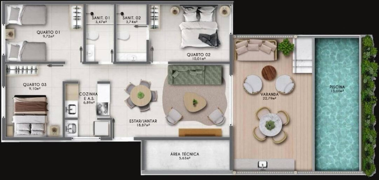 Imagem Apartamento com 3 Quartos à Venda,  em Imbassaí - Mata De São João