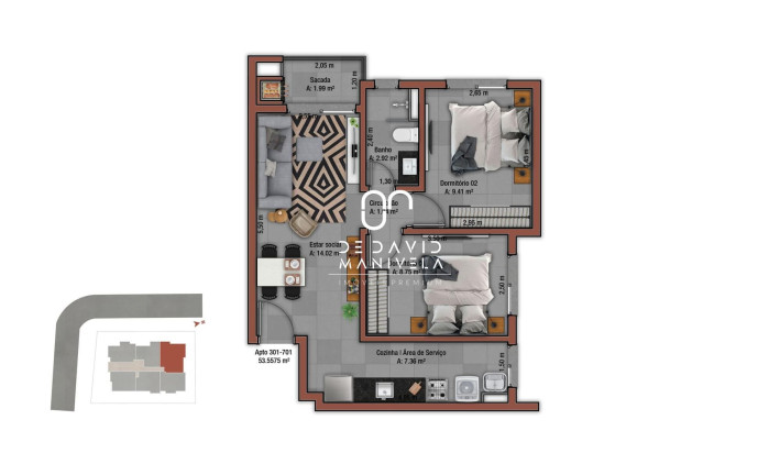 Apartamento com 2 Quartos à Venda, 53 m² em Camobi - Santa Maria