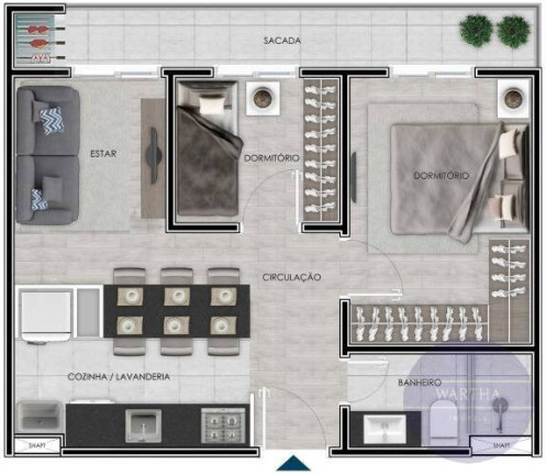 Imagem Apartamento com 2 Quartos à Venda, 55 m² em São Jerônimo - Gravataí
