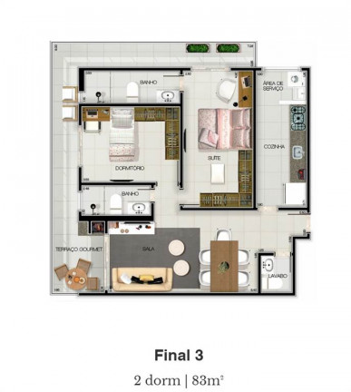 Imagem Apartamento com 3 Quartos à Venda, 84 m² em Forte - Praia Grande