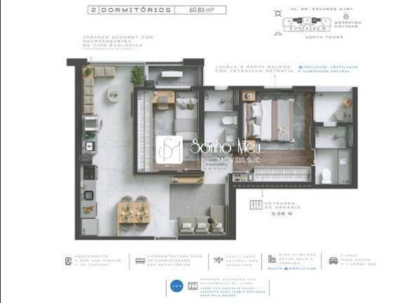 Imagem Apartamento com 2 Quartos à Venda, 60 m² em Jardim Das Colinas - São José Dos Campos