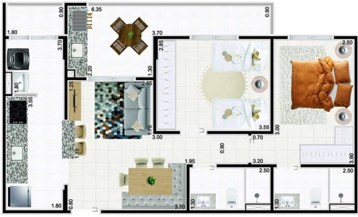 Imagem Apartamento com 2 Quartos à Venda, 80 m² em Caiçara - Praia Grande