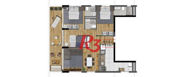 Imagem Apartamento com 2 Quartos para Alugar, 62 m² em Gonzaga - Santos