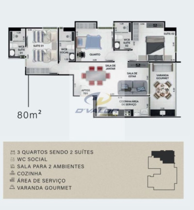 Imagem Apartamento com 3 Quartos à Venda, 80 m² em Bessa - João Pessoa