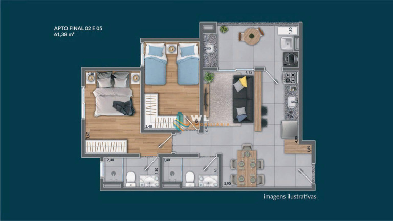Imagem Apartamento com 2 Quartos à Venda, 61 m² em Jardim Torres São José - Jundiaí