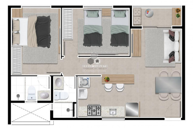 Imagem Apartamento com 3 Quartos à Venda, 50 m²
