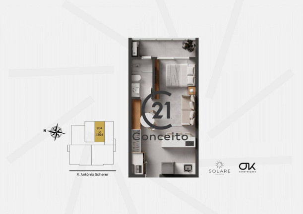 Imagem Studio com 1 Quarto à Venda, 38 m² em Kobrasol - São José Imagem Studio com 1 Quarto à Venda, 38 m² em Kobrasol - São José