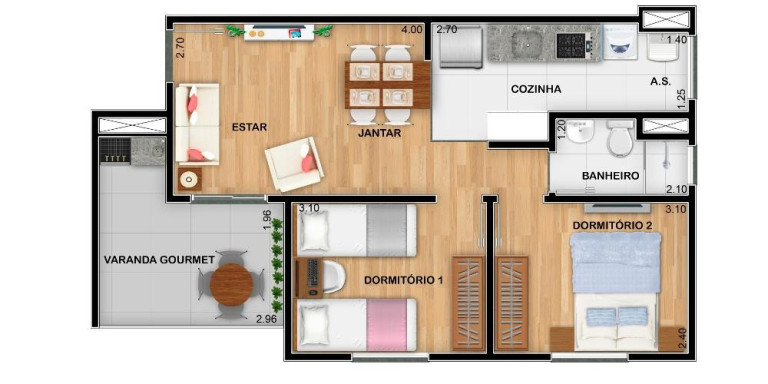 Imagem Apartamento com 2 Quartos à Venda, 49 m² em Viva Verde -  Programa Casa Verde Amarela - Vargem Grande Paulista