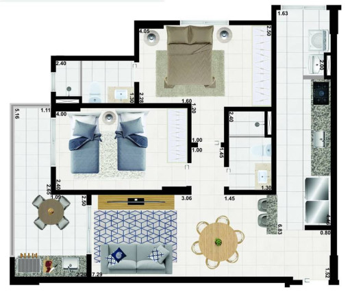 Imagem Apartamento com 2 Quartos à Venda, 74 m² em Aviação - Praia Grande
