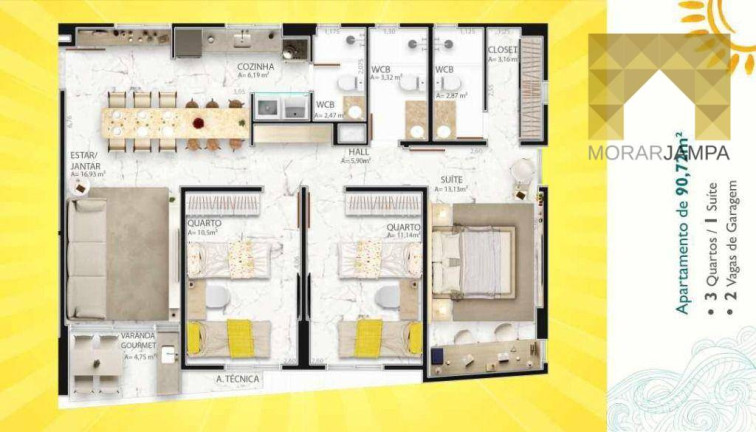 Imagem Apartamento com 3 Quartos à Venda, 90 m² em Jardim Oceania - João Pessoa Imagem Apartamento com 3 Quartos à Venda, 90 m² em Jardim Oceania - João Pessoa