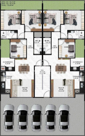 Imagem Apartamento com 3 Quartos à Venda, 100 m² em Tabuleiro - Barra Velha