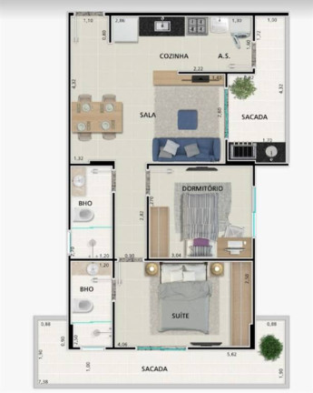 Imagem Apartamento com 2 Quartos à Venda, 71 m² em Guilhermina - Praia Grande