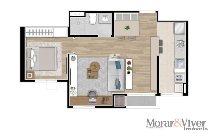 Imagem Apartamento com 2 Quartos à Venda, 44 m² em Campo Comprido - Curitiba
