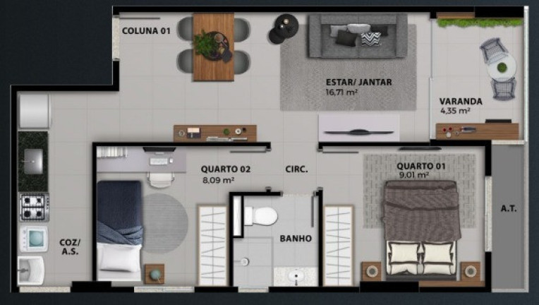 Imagem Imóvel com 2 Quartos à Venda, 55 m² em Jardim Camburi - Vitória Imagem Imóvel com 2 Quartos à Venda, 55 m² em Jardim Camburi - Vitória