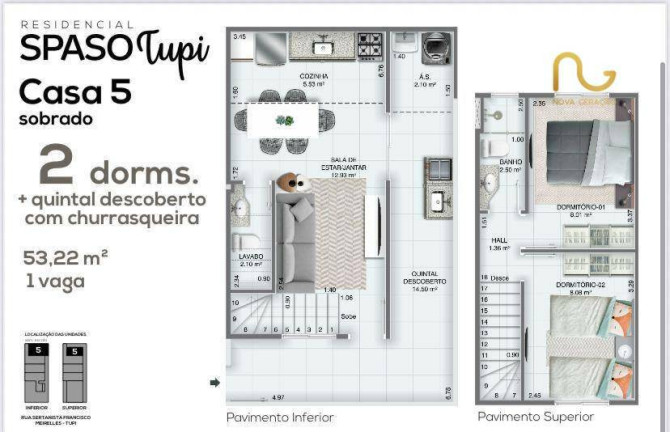 Sobrado com 2 Quartos à Venda, 53 m² em Tupi - Praia Grande
