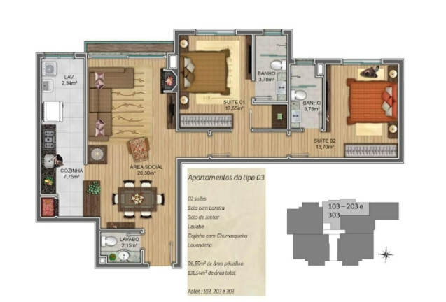 Imagem Apartamento com 2 Quartos à Venda, 96 m² em Centro - Gramado