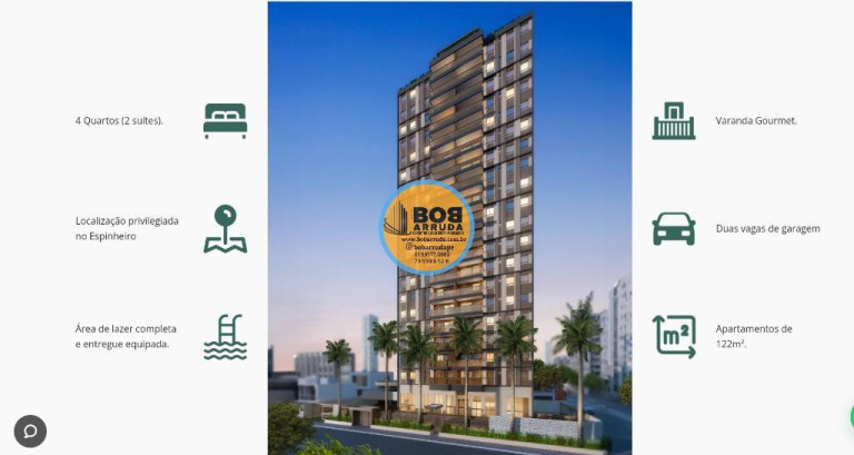 Apartamento com 4 Quartos à Venda, 122 m² em Espinheiro - Recife