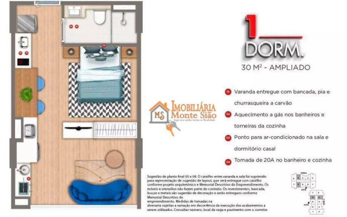 Imagem Studio com 1 Quarto à Venda, 30 m² em Picanco - Guarulhos Imagem Studio com 1 Quarto à Venda, 30 m² em Picanco - Guarulhos