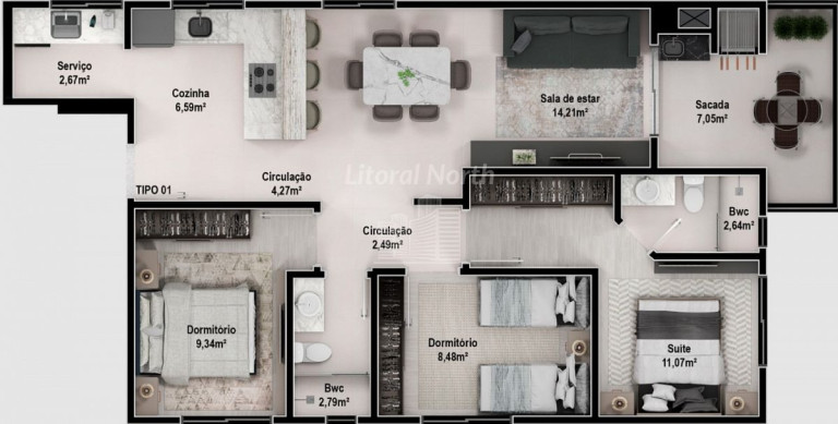 Imagem Apartamento com 3 Quartos à Venda, 81 m² em Vila Operária - Itajaí