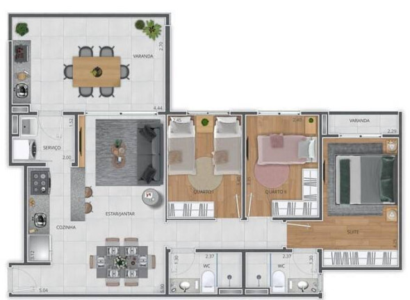 Apartamento com 3 Quartos à Venda, 90 m² em Recanto Quarto Centenário - Jundiaí