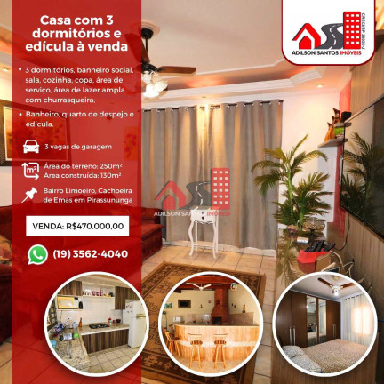 Imagem Casa com 3 Quartos à Venda, 250 m² em Jardim Limoeiro - Pirassununga Imagem Casa com 3 Quartos à Venda, 250 m² em Jardim Limoeiro - Pirassununga