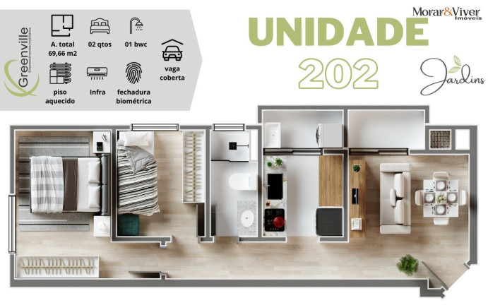 Imagem Apartamento com 2 Quartos à Venda, 49 m² em Cidade Jardim - São José Dos Pinhais