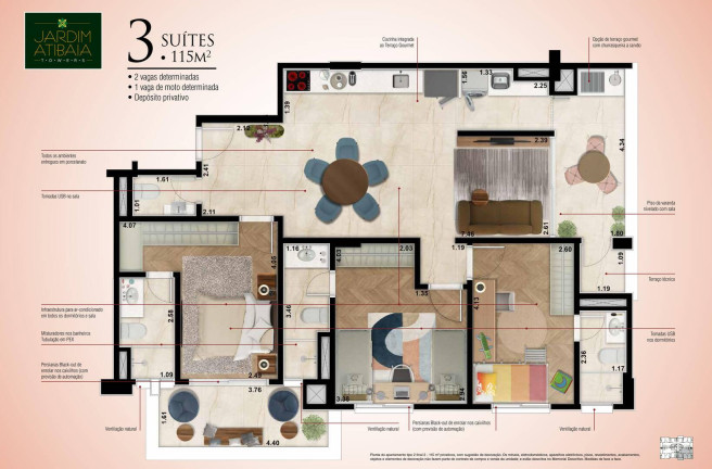Imagem Apartamento com 3 Quartos à Venda, 115 m² em Jardim Alvinópolis - Atibaia