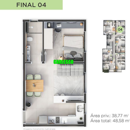 Apartamento com 1 Quarto à Venda, 38 m² em Camobi - Santa Maria