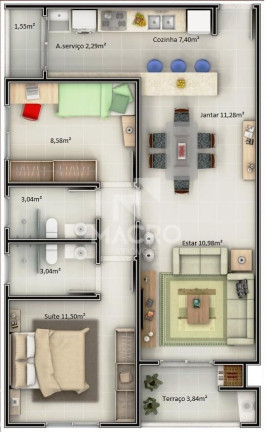 Imagem Apartamento com 2 Quartos à Venda, 74 m² em Jaraguá Esquerdo - Jaraguá Do Sul Imagem Apartamento com 2 Quartos à Venda, 74 m² em Jaraguá Esquerdo - Jaraguá Do Sul