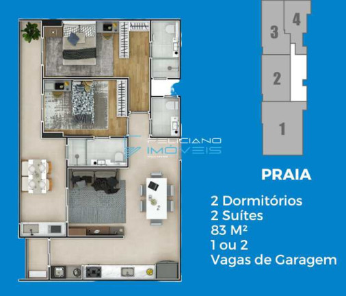 Imagem Apartamento com 1 Quarto à Venda, 65 m² em Flórida - Praia Grande