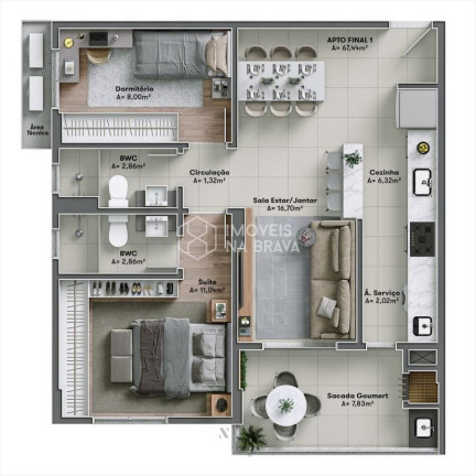 Imagem Apartamento com 3 Quartos à Venda, 87 m² em Vila Operária - Itajaí