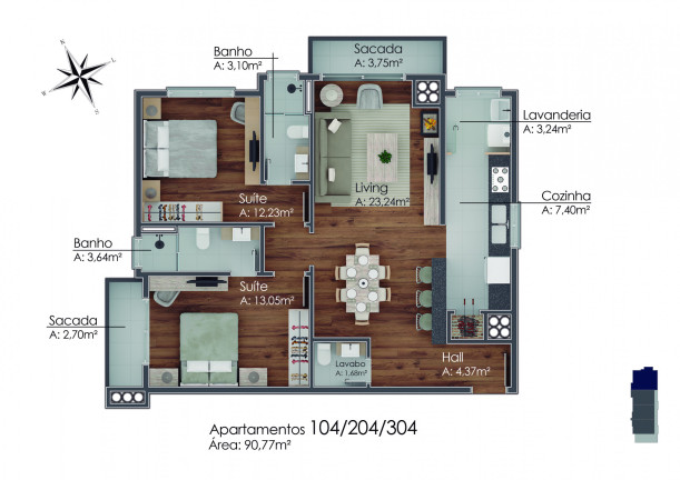 Imagem Apartamento com 1 Quarto à Venda, 57 m² em Av. Central - Gramado Imagem Apartamento com 1 Quarto à Venda, 57 m² em Av. Central - Gramado
