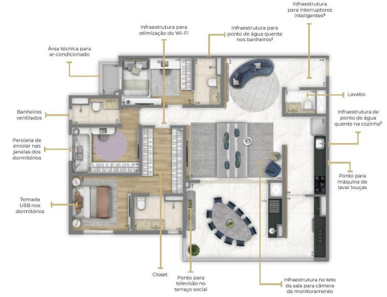 Apartamento com 3 Quartos à Venda, 126 m² em Jardim - Santo André
