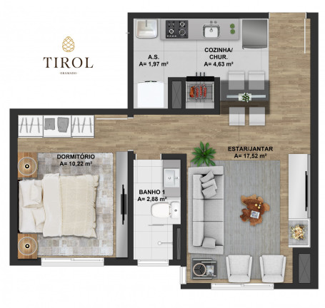 Imagem Apartamento com 2 Quartos à Venda, 50 m² em Tirol - Gramado Imagem Apartamento com 2 Quartos à Venda, 50 m² em Tirol - Gramado