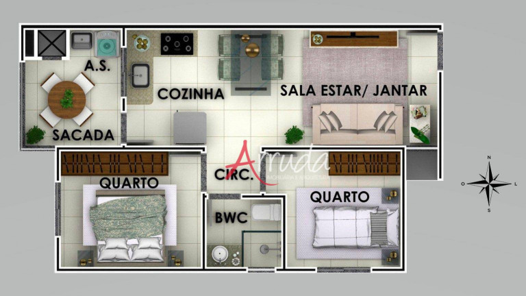 Imagem Apartamento com 2 Quartos à Venda, 48 m² em Santa Cruz - Cascavel