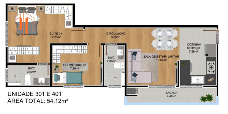 Imagem Apartamento com 2 Quartos à Venda, 47 m² em Parque Da Fonte - São José Dos Pinhais