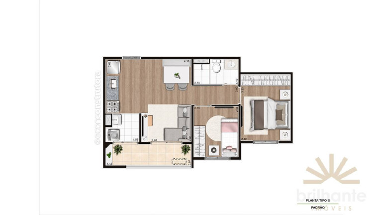 Imagem Apartamento com 2 Quartos à Venda, 44 m² em Campestre - Santo André