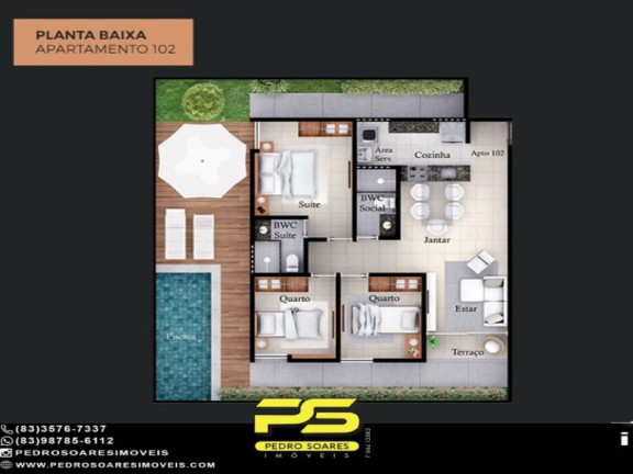 Imagem Apartamento com 2 Quartos à Venda, 61 m² em Bancários - João Pessoa