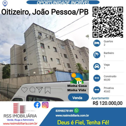 Apartamento com 2 Quartos à Venda, 43 m² em Oitizeiro - João Pessoa