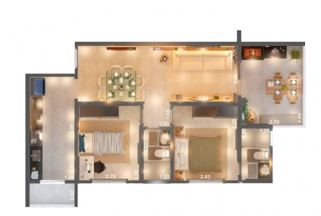 Apartamento com 2 Quartos à Venda, 71 m² em Forte - Praia Grande